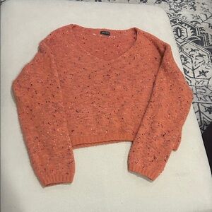 Women's Coral with Speckled Accents Sweater